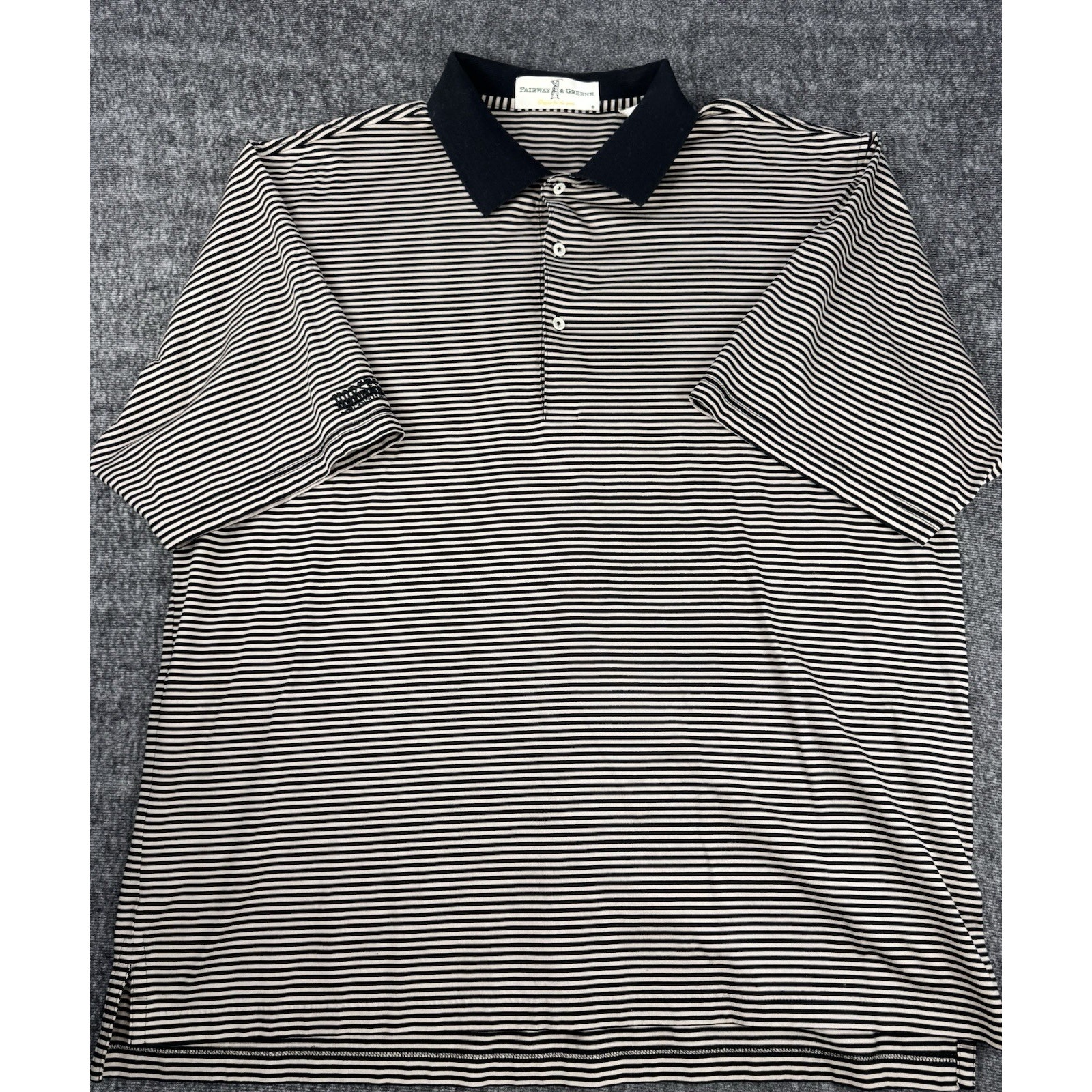 Mens Fairway Greene Striped Golf Polo Shirt Horseshoe Casino Embroidered Xl